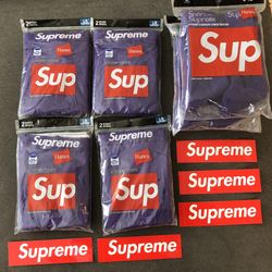 Supreme Hanes Purple Boxers Size L And S! Also Purple Sox!