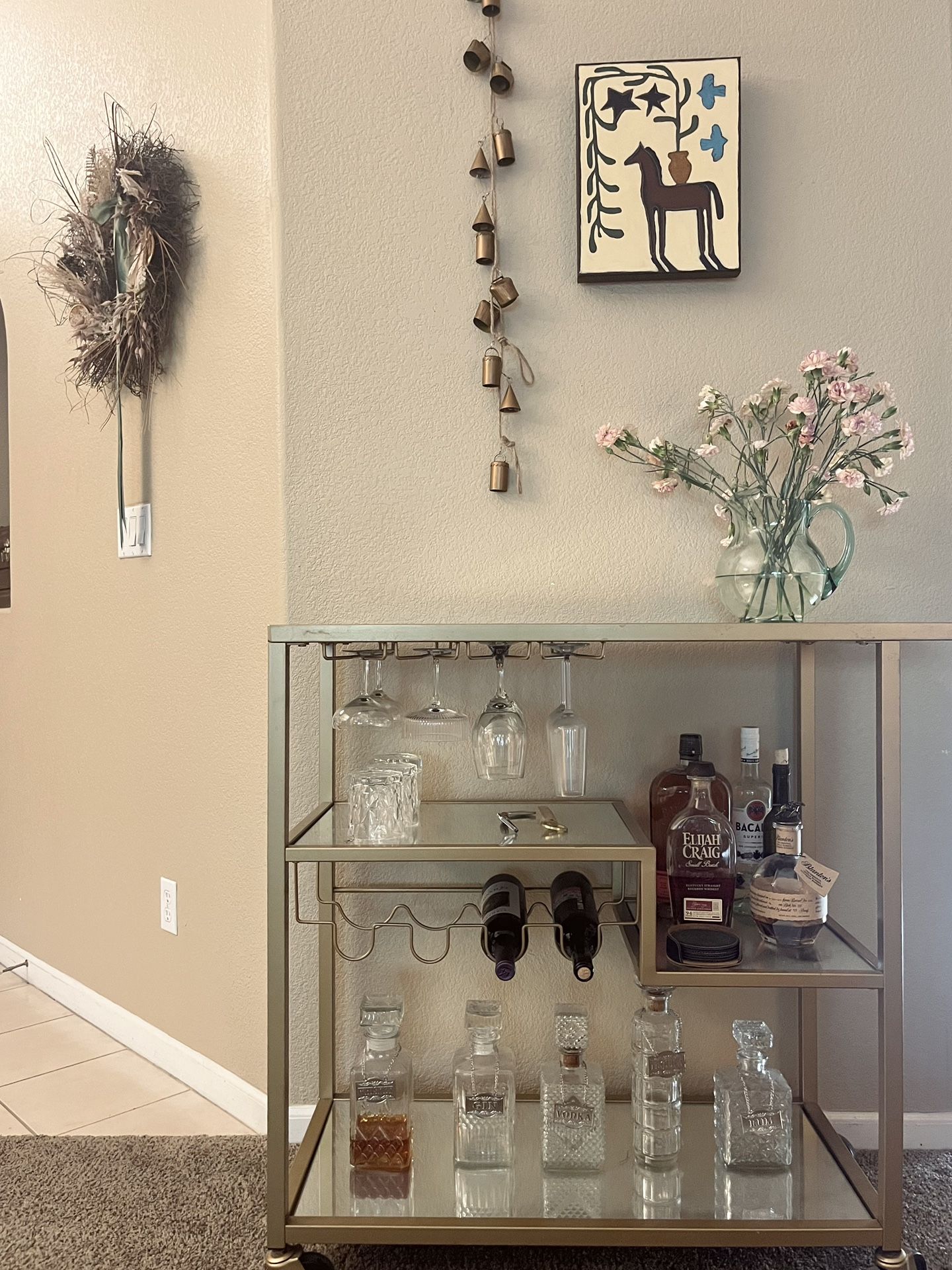 Gold And Mirrored Bar Cart