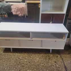 Mid Century Modern Style White TV Entertainment (New In A Box)