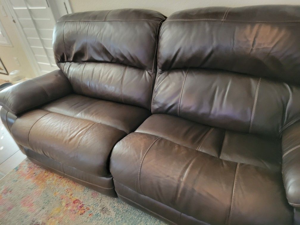 Matching Dark Brown Leather Couch & Loveseat