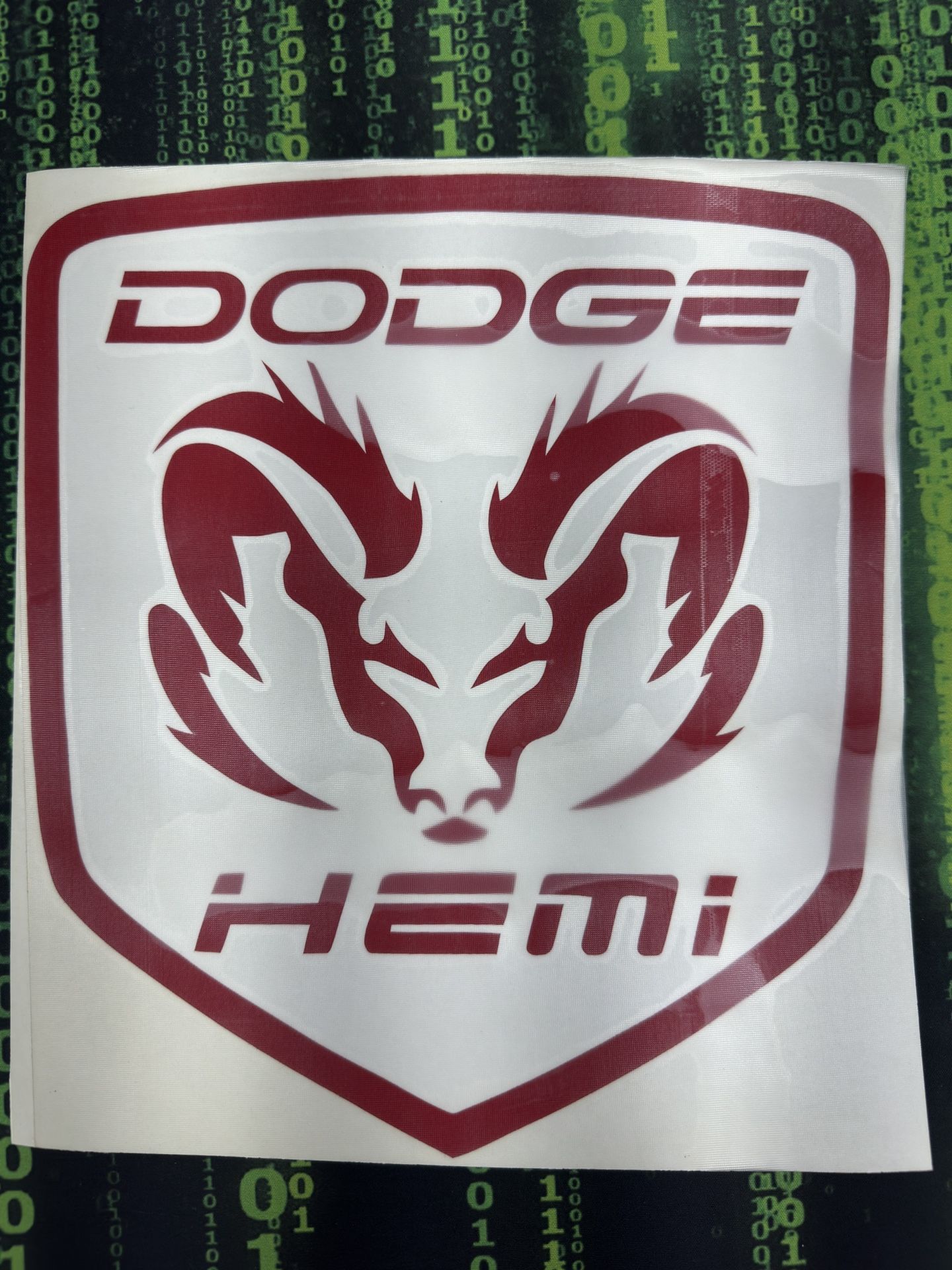 Dodge Ram Hemi Sticker In Red 10”