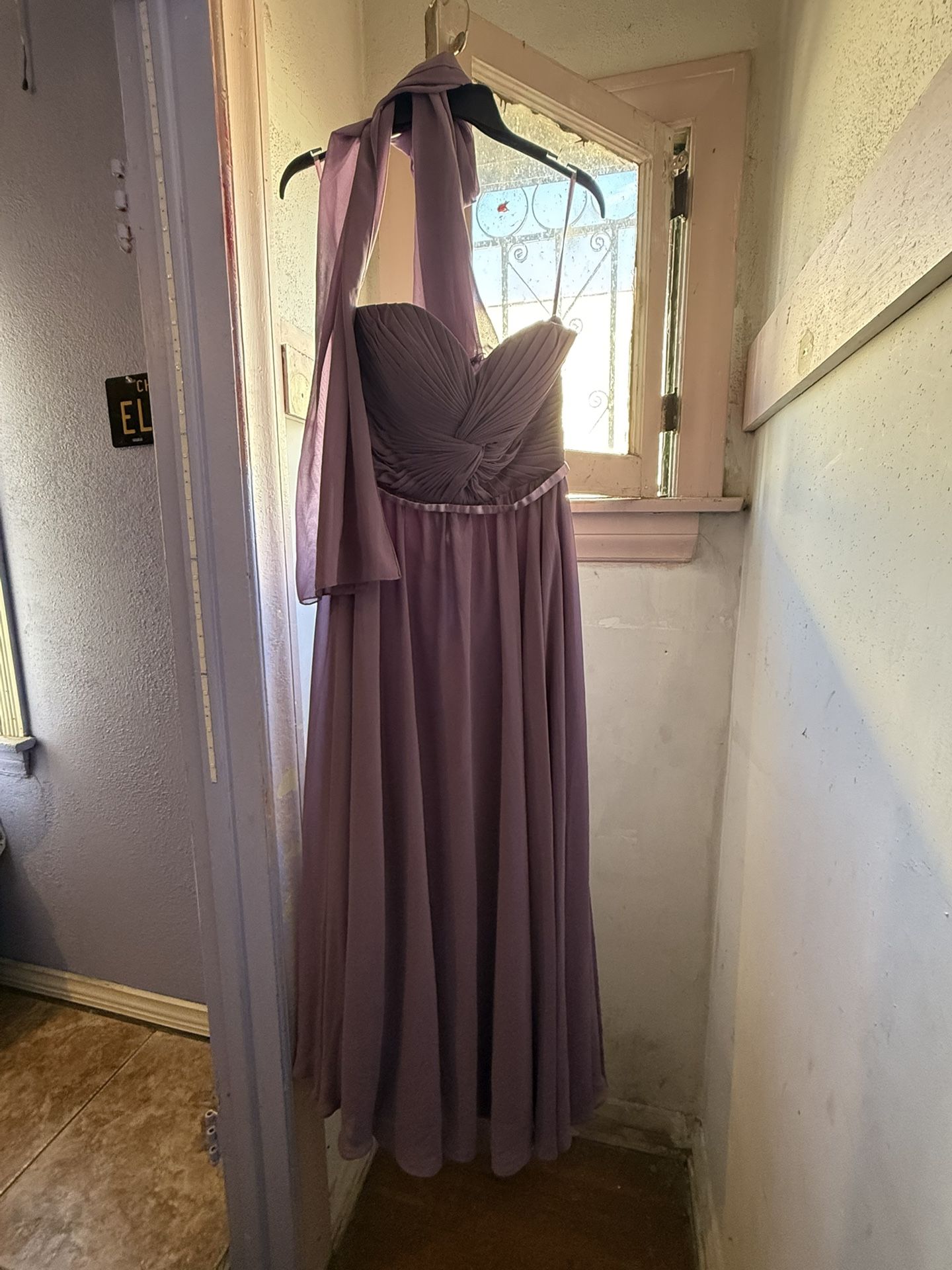 Long Purple Strapless Dress