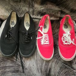 Lot of 2 Vans Shoes  Mens Size 9 " Like New In Good Condition "
