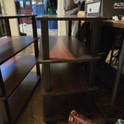Tall Dark Cherry/Black Wood 4-Shelf (Set of 2)