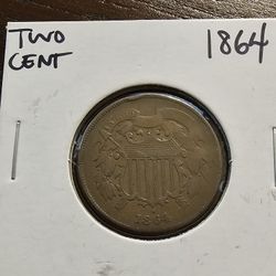1864 2 Two Cent Rare Coin