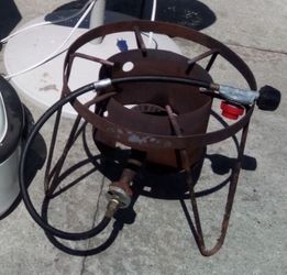 crawfish pot seafood gumbo outdoor gas propane 16" single burner stove grill cast iron connector hose gauge