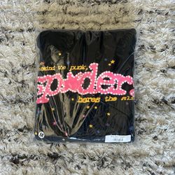 spider hoodie black and pink 