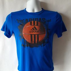 Adidas basketball boys blue sleeve activewear top size S