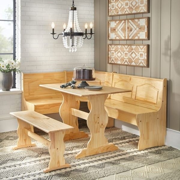 Nook 3-piece Dining Set Solid Pine Wood (New In A Box)