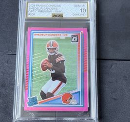 2025 Panini Donruss Shedeur Sanders #306 Rated Rookie Optic Preview Pink Prizm