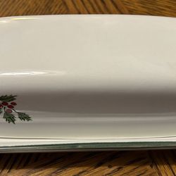 Vintage Japan Stoneware Christmas Holiday Butter Dish With Lid