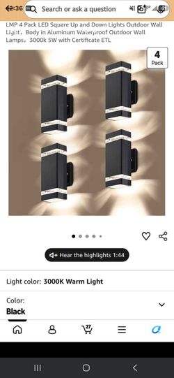 LMP LED Outdoor Wall Up/Down Lights Black 4 Pack Warm White Hardwired