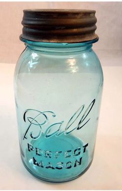 Antique Blue Mason Jars/ Other Glass