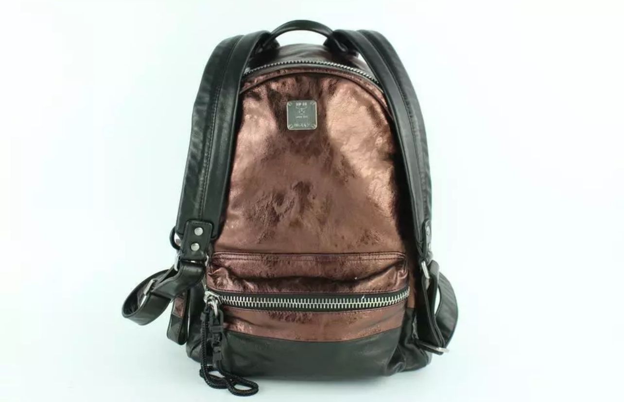 Rare MCM Copper Bronze Leather Backpack 15MCZ0130
