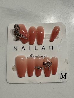 NailArt Press-On Nails with Bow Charms