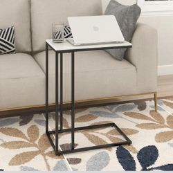 24in*19in*11.75in Rectangular White Faux Marble Top Side Table & Accent Table