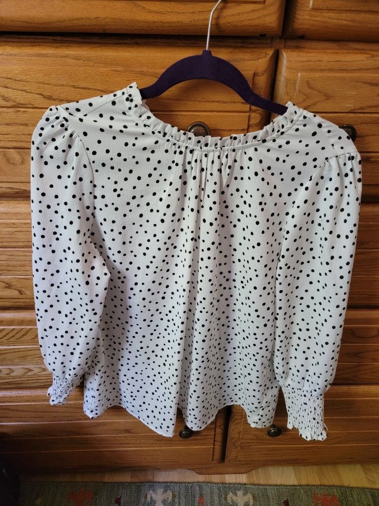 Dress Shirt White With Black Spots
