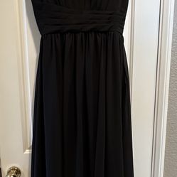 Prom-Bridesmaid Dress w/ Ruffle-Long Chiffon Slit Pleated Evening Dress