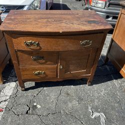 1920s Antique Oak Washstand With Towel Bar