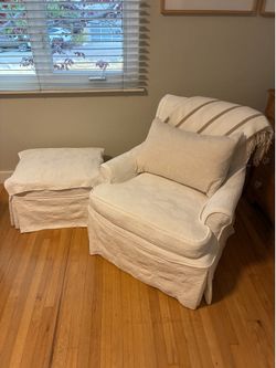 Slipcovered Chair & Ottoman