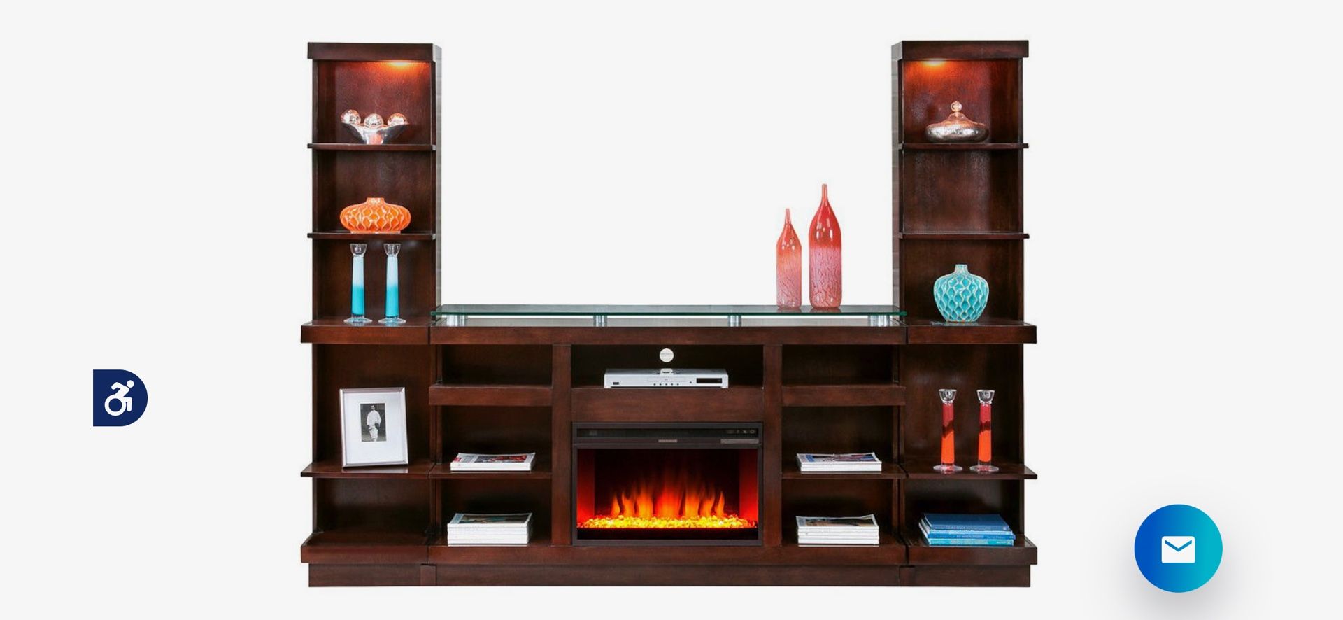 Brown Entertainment Center With Fireplace 