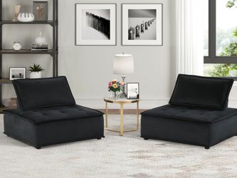 Velvet Set of 2 Armless Lounge Chair