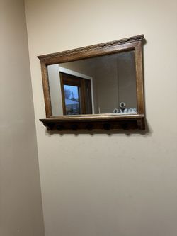 Wooden Entryway Mirror/shelf/coat Hanger 
