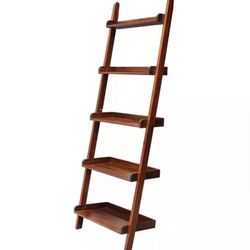 75.5” Espresso Real Wood 5 Shelf Ladder Bookcase 5 Shelves - Brand New in Box