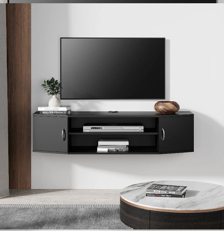 Wall Mounted TV Media Console Floating Desk Storage