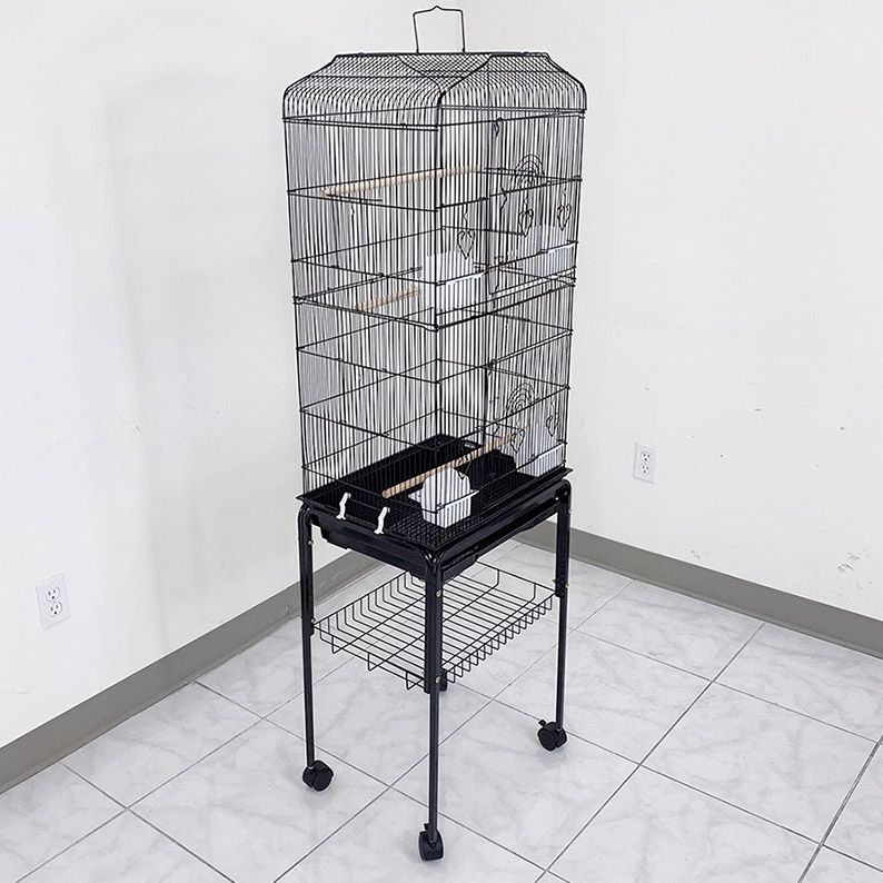 Brand New $55 Bird Cage 60” Tall Standing Parrot Parakeet with Rolling Stand 18x14x60 Inches