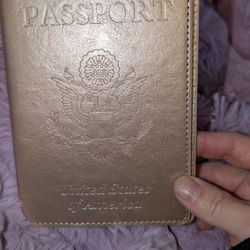 Rose Gold Passport Holder with Lanyard and card holder 
