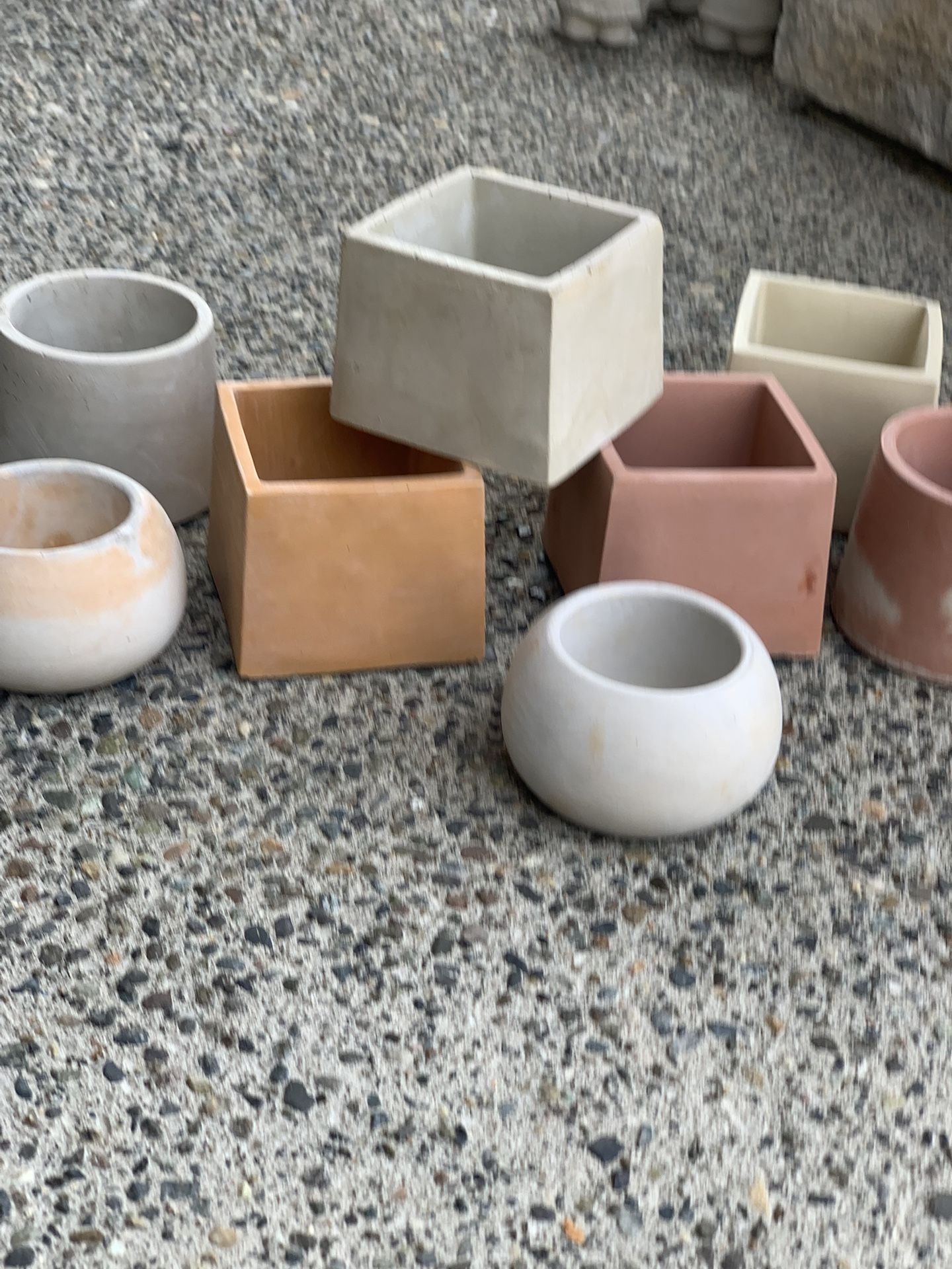 Assortment of small Cement Plant Pots $7 Per Planter