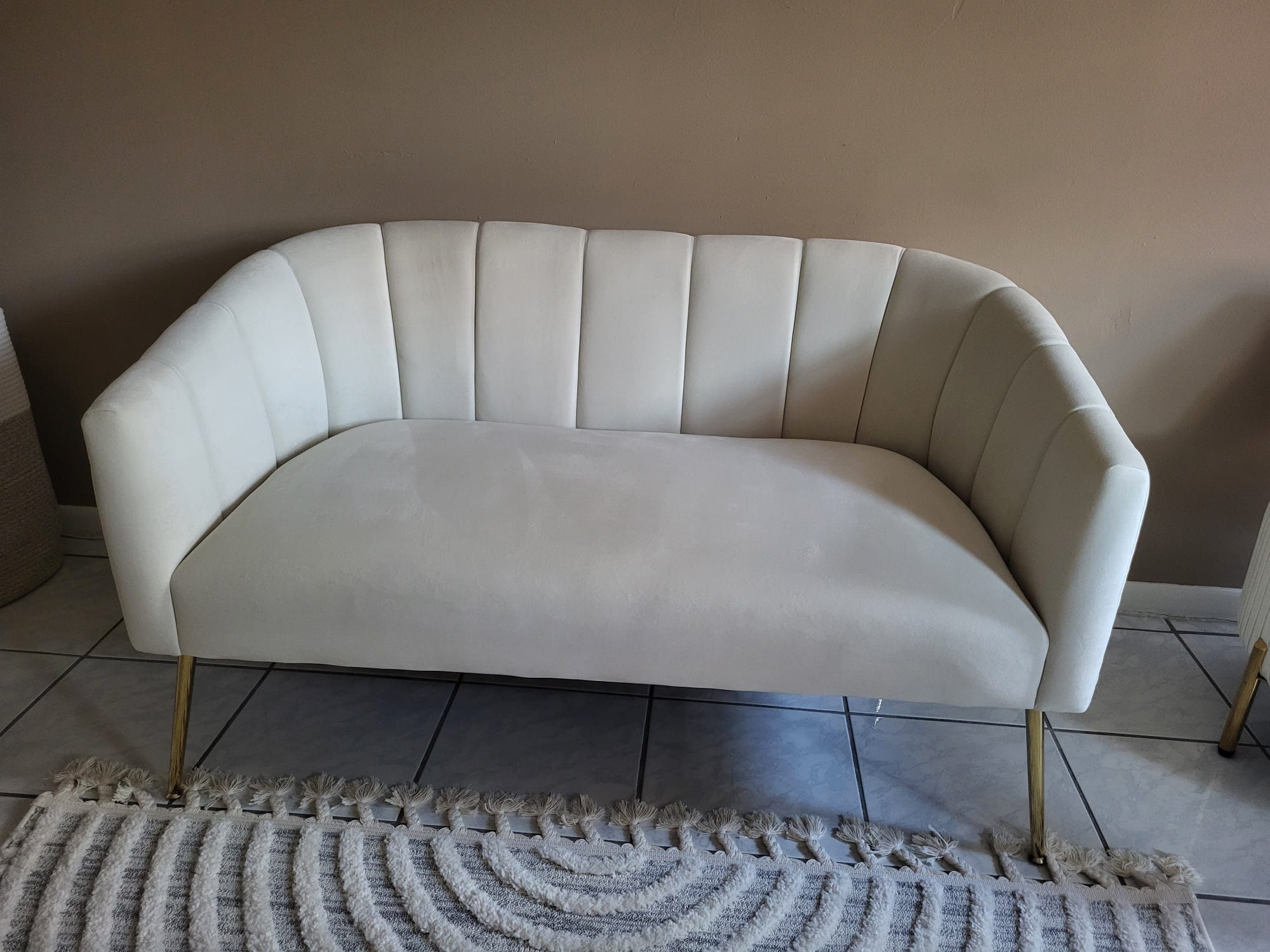 Loveseat Real White Leather Couch