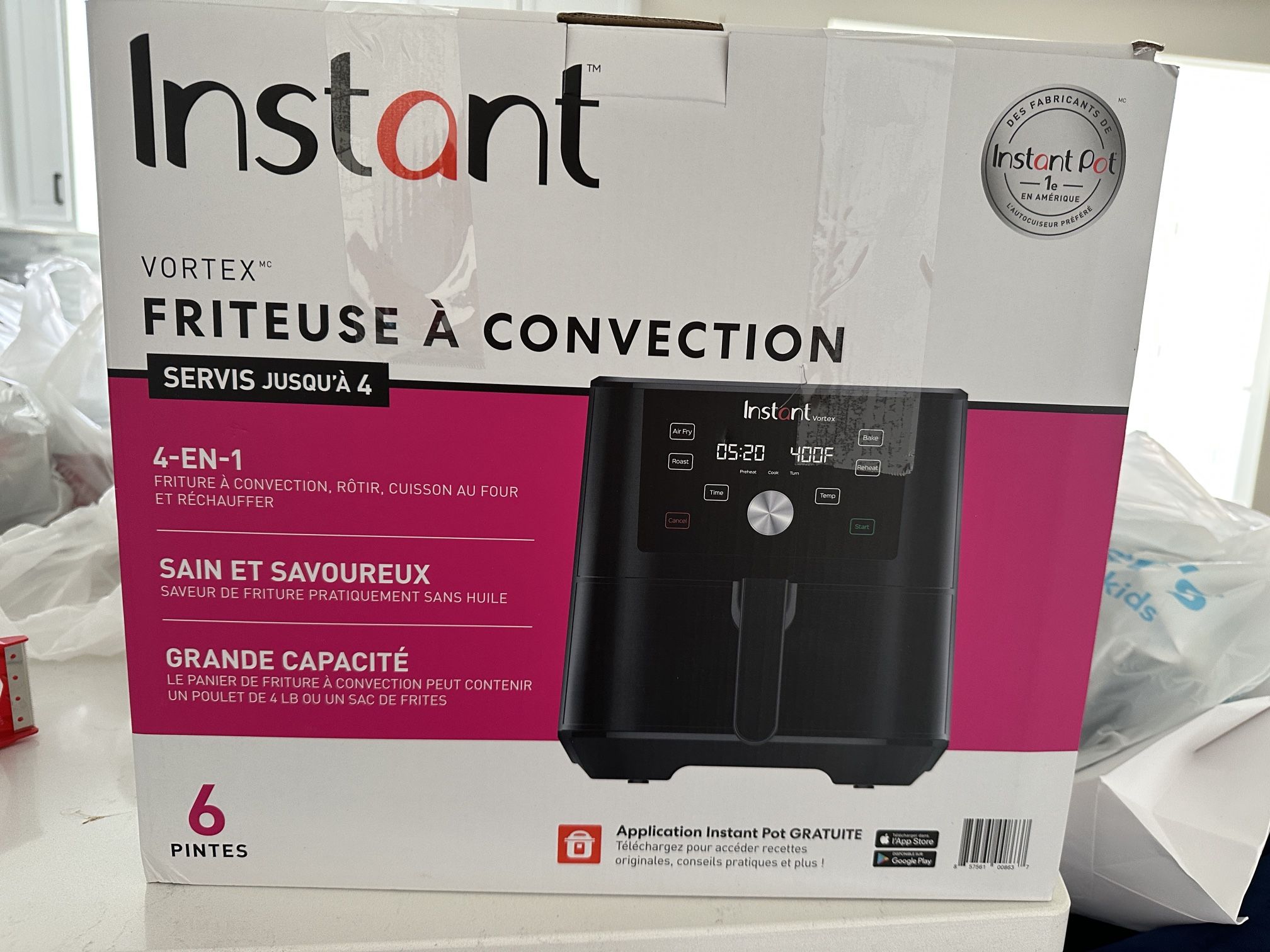 Instant Vortex air fryer 6qt Black in new condition