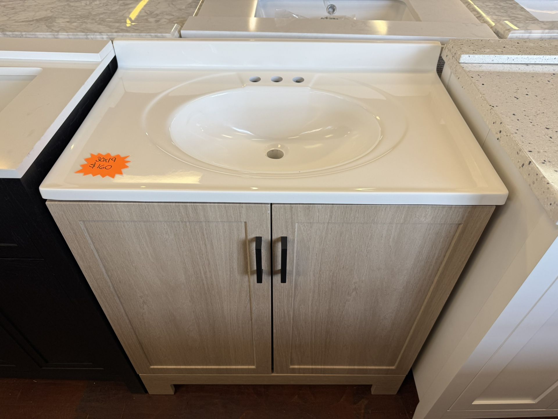 Oakley 31 in. Single Sink Beige Oak Bath Vanity with Acrylic Top