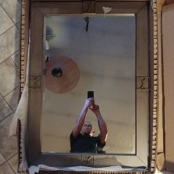 Dorrowood 29"x40" Wood Fraimed Wall Bathroom  Vanity Mirror (Whitewashed Walnut)