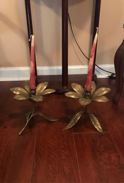 Two bronze candle holder