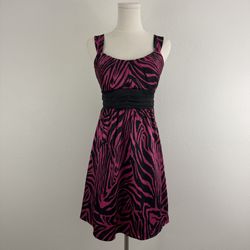 TABOO Vintage Y2K Hot Pink Black Zebra Snooki Bimbo Homecoming Short Dress