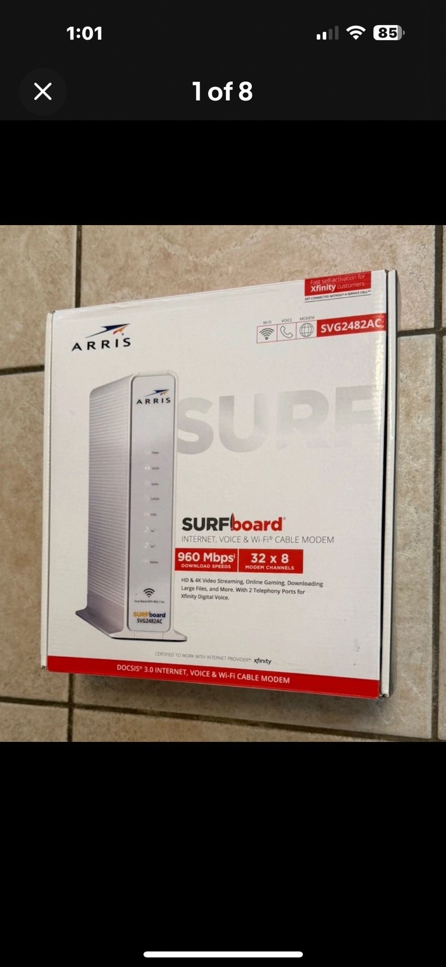 Open Box ARRIS SURFboard SVG2482AC DOCSIS 3.0Cable Modem AC2350 Wi-Fi Router