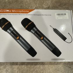 Wireless Microphones, UHF Metal Rechargeable Cordless Dynamic Mic System with Auto-Connect Receiver, 160ft Range Professional Wireless Microphone for
