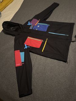 cookies windbreaker mens patchwork zipper pockets streetwear multicolor black
