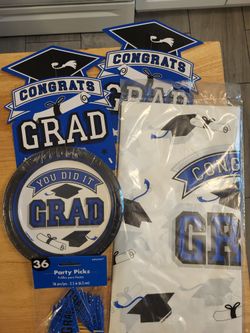 Blue & White Grad Party Decorations – Table Decor – $10