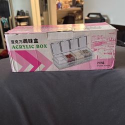 Clear Acrylic Spice Box Organizer – 4 Compartments w/ Lids & Spoons