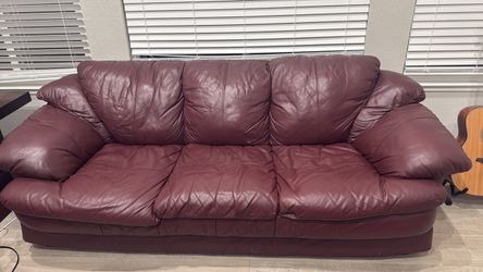Dark Brown Leather 3-Seat Sofa