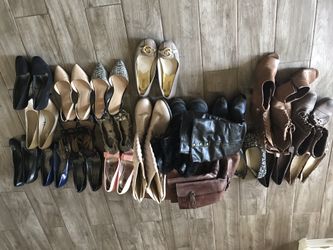 22 pairs of shoes, heels, boots, flats size 7