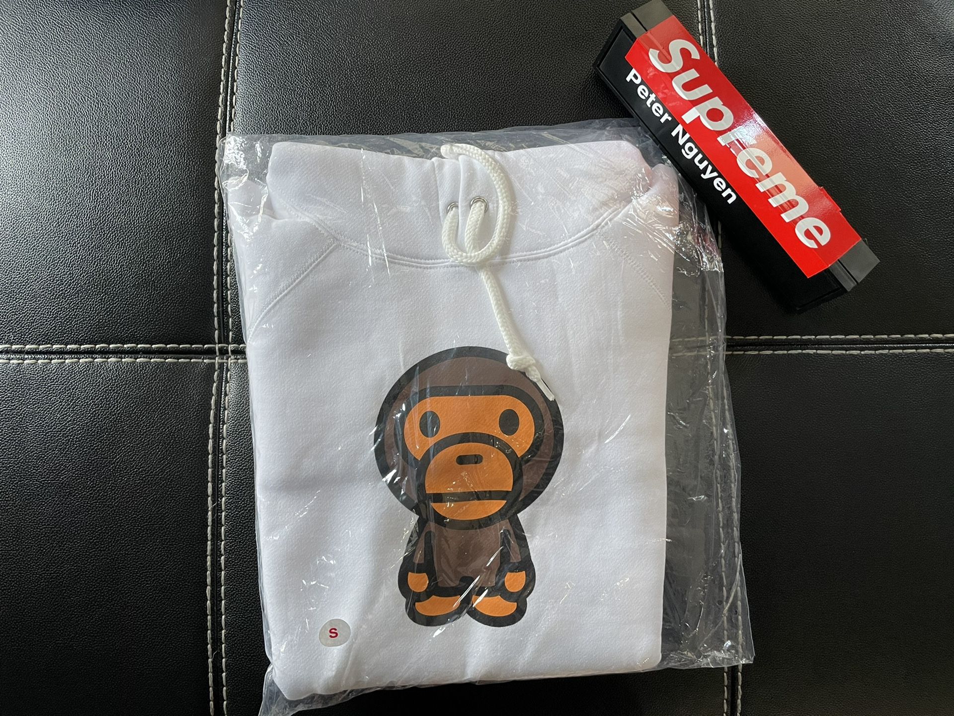 Brand new bape baby milo white hoodie size S