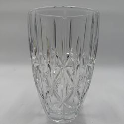 Marquis Waterford 9" Crystal Vase, Sparkle Pattern, Vintage Centerpiece- Germany
