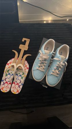 New Coach Clipper Court Sneakers Size 8 & Coach Rainbow Size 8/9 FlipFlops
