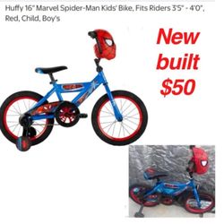 New built Huffy 16" Marvel Spider-Man Kids' Bike, Fits Riders 3'5" - 4'0", Red, Child, Boy's $50 Firm no lower  tires lil dirty from rolling Cash only