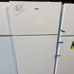 New open box Whirlpool white top and bottom refrigerator 